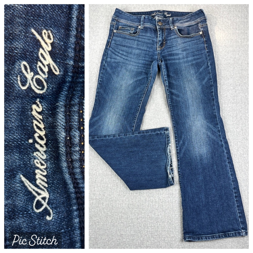 American Eagle Original Bootcut Jeans‎ Women 10(31x29) Short Blue Stretch